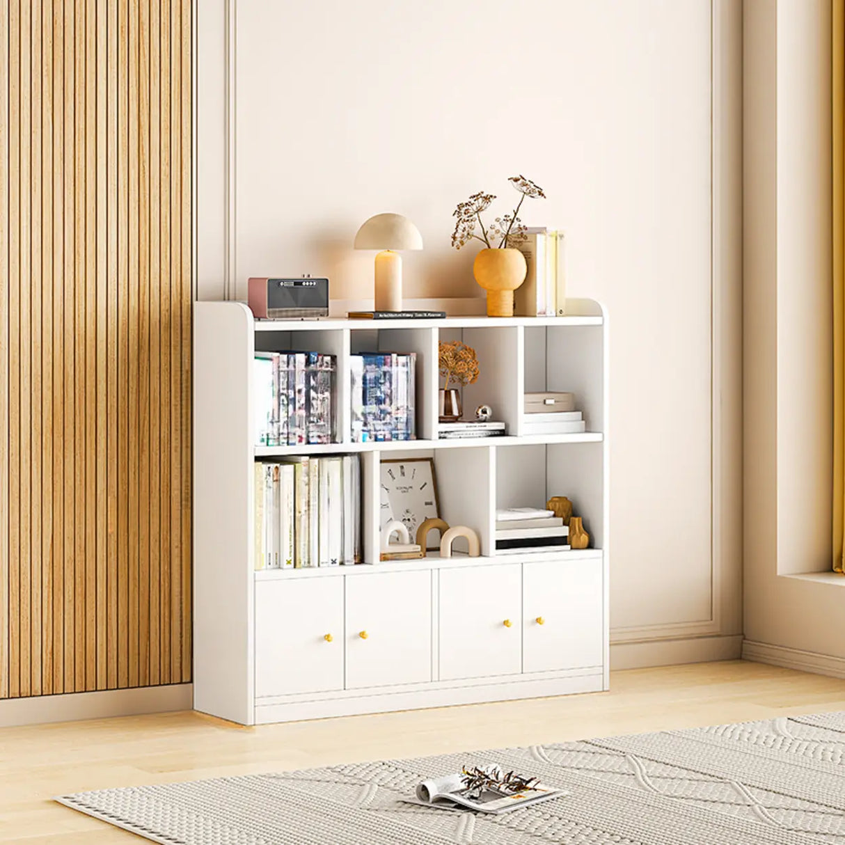 Fashion Solid Wood White Organizer Cabinets Bookcase Image - 12