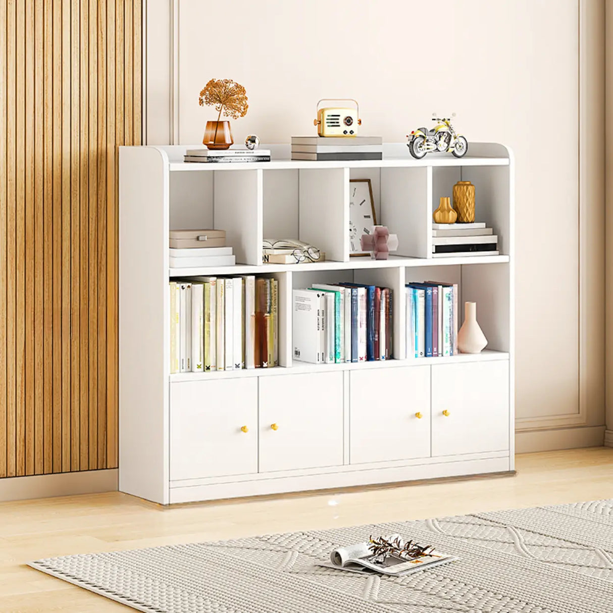 Fashion Solid Wood White Organizer Cabinets Bookcase Image - 14