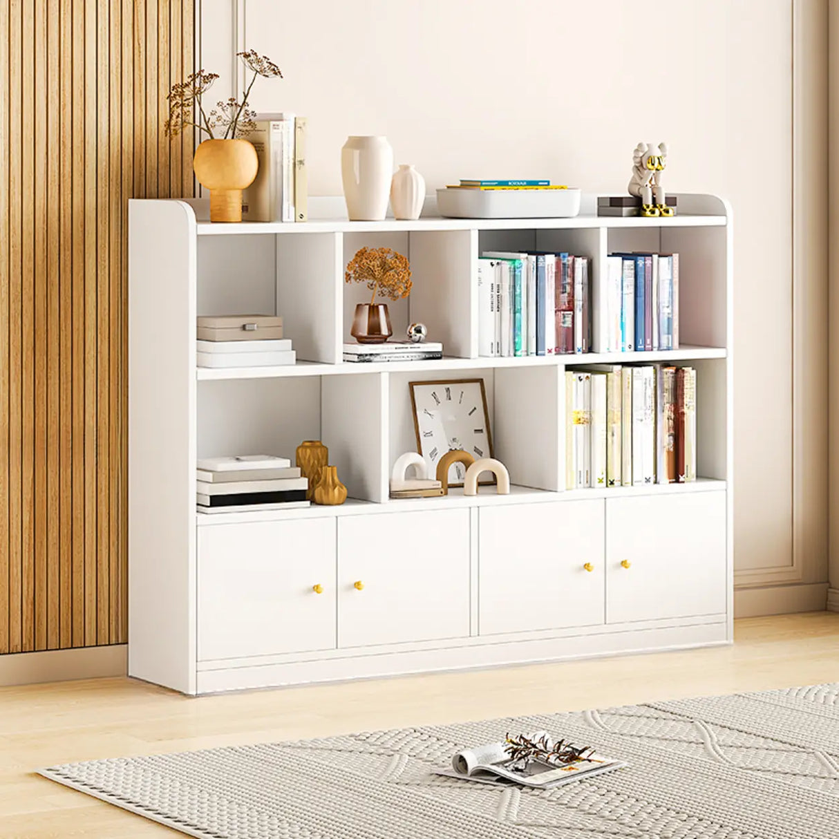 Fashion Solid Wood White Organizer Cabinets Bookcase Image - 15