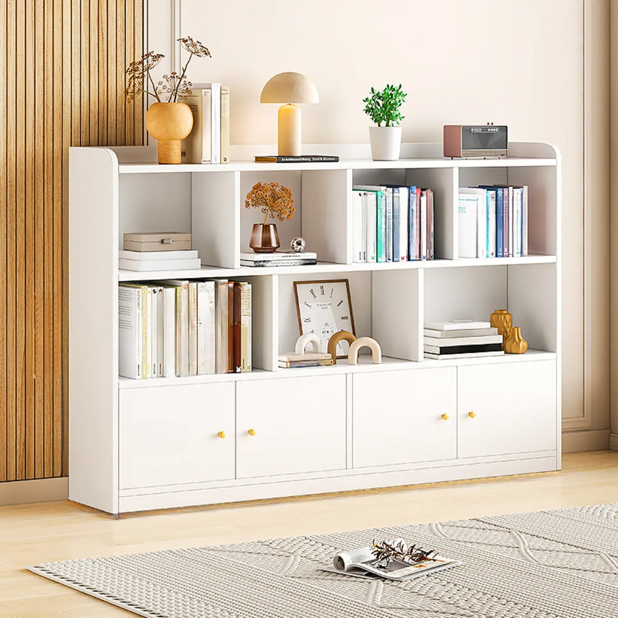 Fashion Solid Wood White Organizer Cabinets Bookcase Image - 16