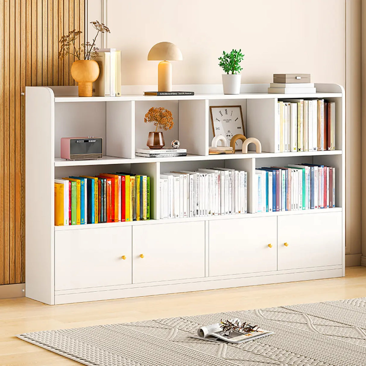 Fashion Solid Wood White Organizer Cabinets Bookcase Image - 17