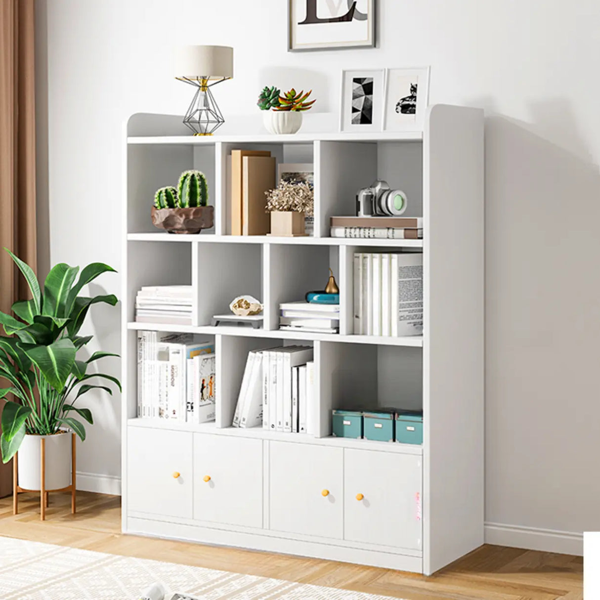Fashion Solid Wood White Organizer Cabinets Bookcase Image - 18