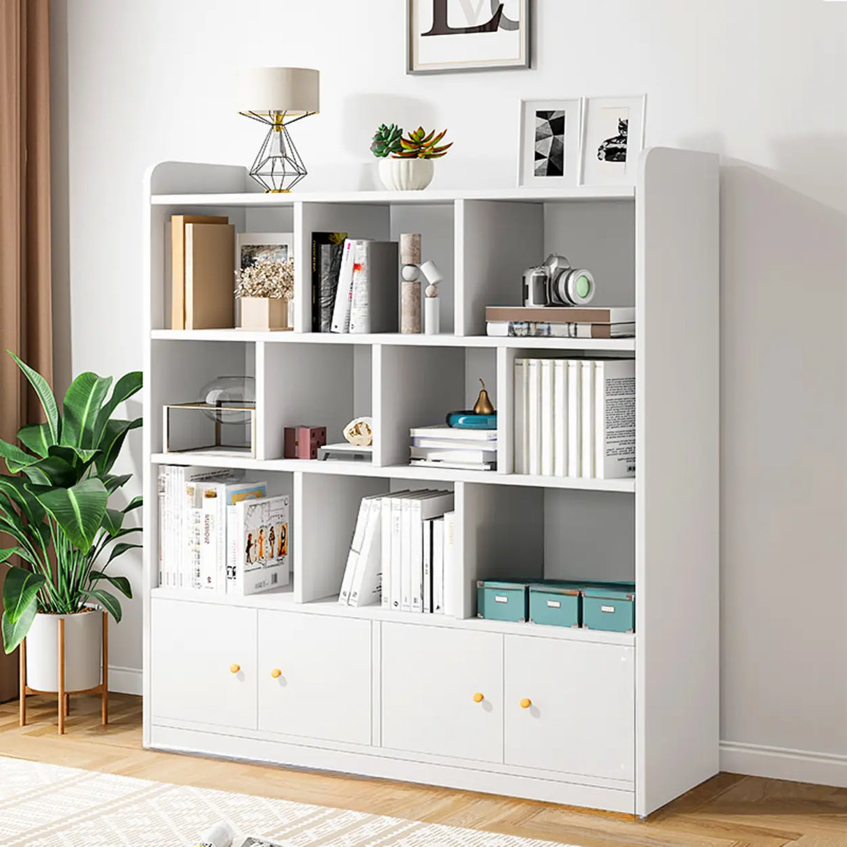 Fashion Solid Wood White Organizer Cabinets Bookcase Image - 19