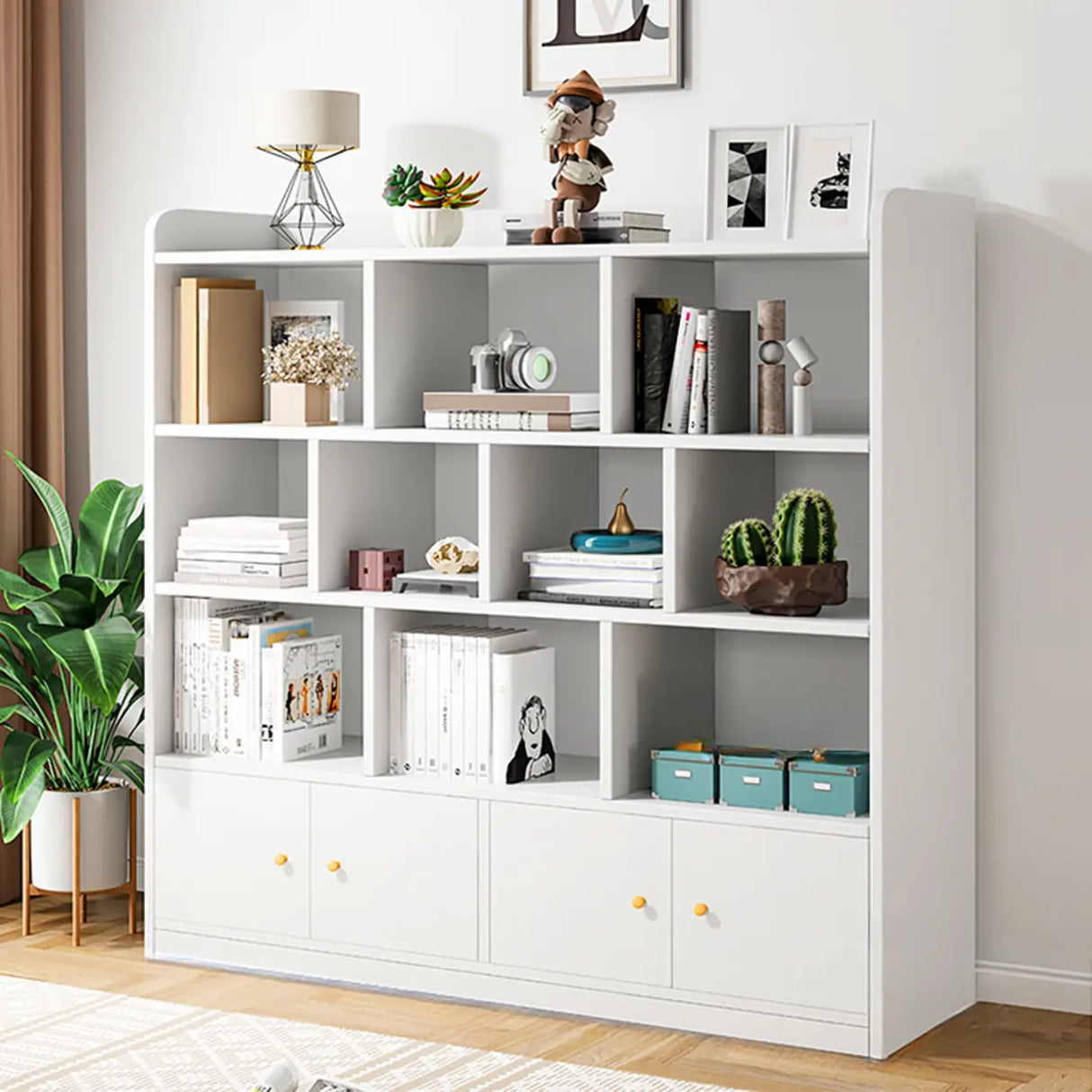 Fashion Solid Wood White Organizer Cabinets Bookcase Image - 20
