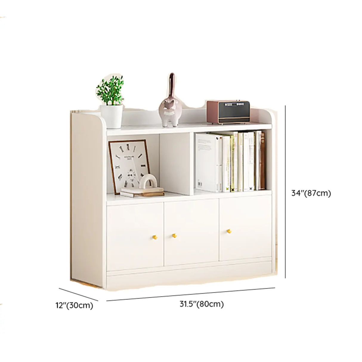 Fashion Solid Wood White Organizer Cabinets Bookcase 