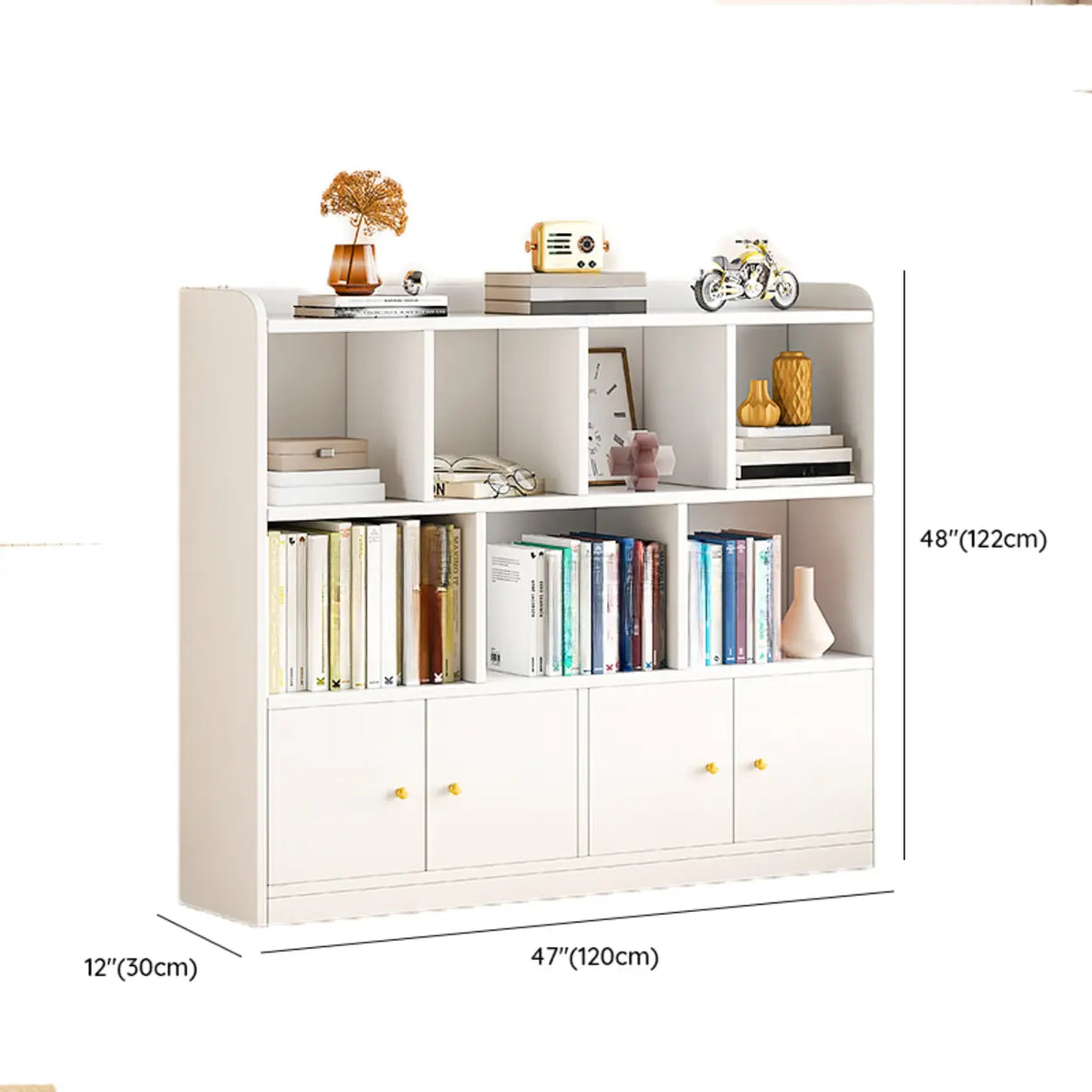 Fashion Solid Wood White Organizer Cabinets Bookcase Image - 22