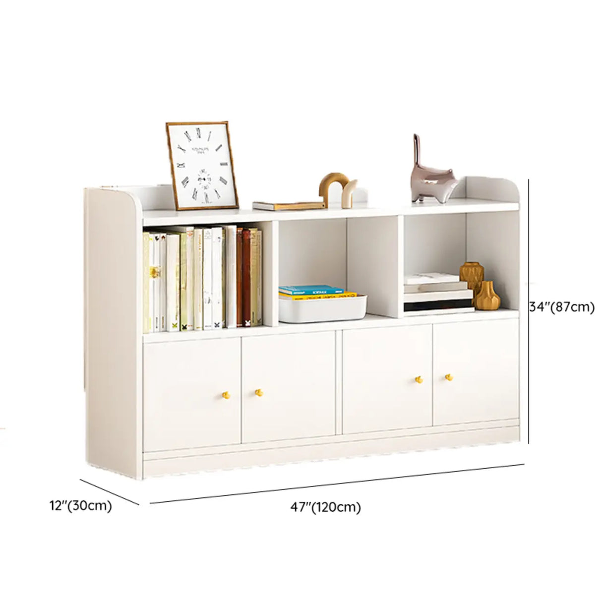Fashion Solid Wood White Organizer Cabinets Bookcase Image - 23