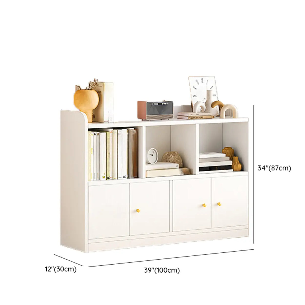 Fashion Solid Wood White Organizer Cabinets Bookcase Image - 25