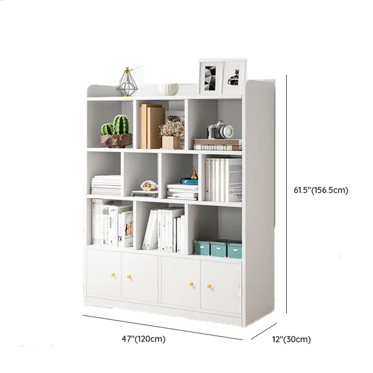 Fashion Solid Wood White Organizer Cabinets Bookcase Image - 32