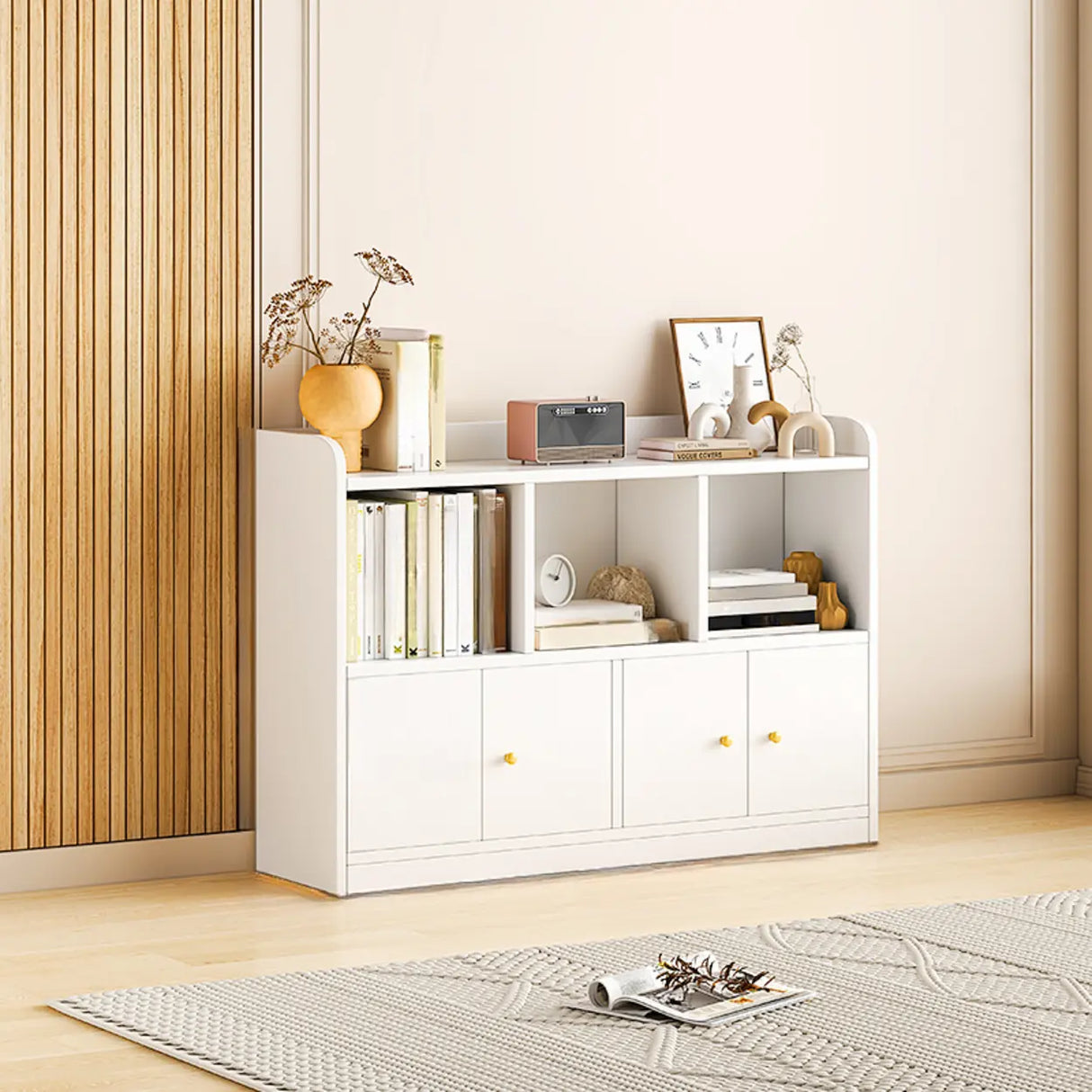 Fashion Solid Wood White Organizer Cabinets Bookcase Image - 4