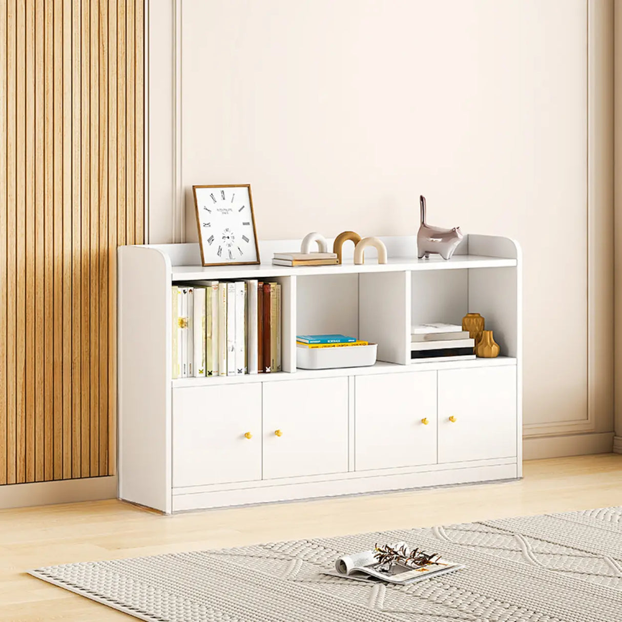 Fashion Solid Wood White Organizer Cabinets Bookcase Image - 5