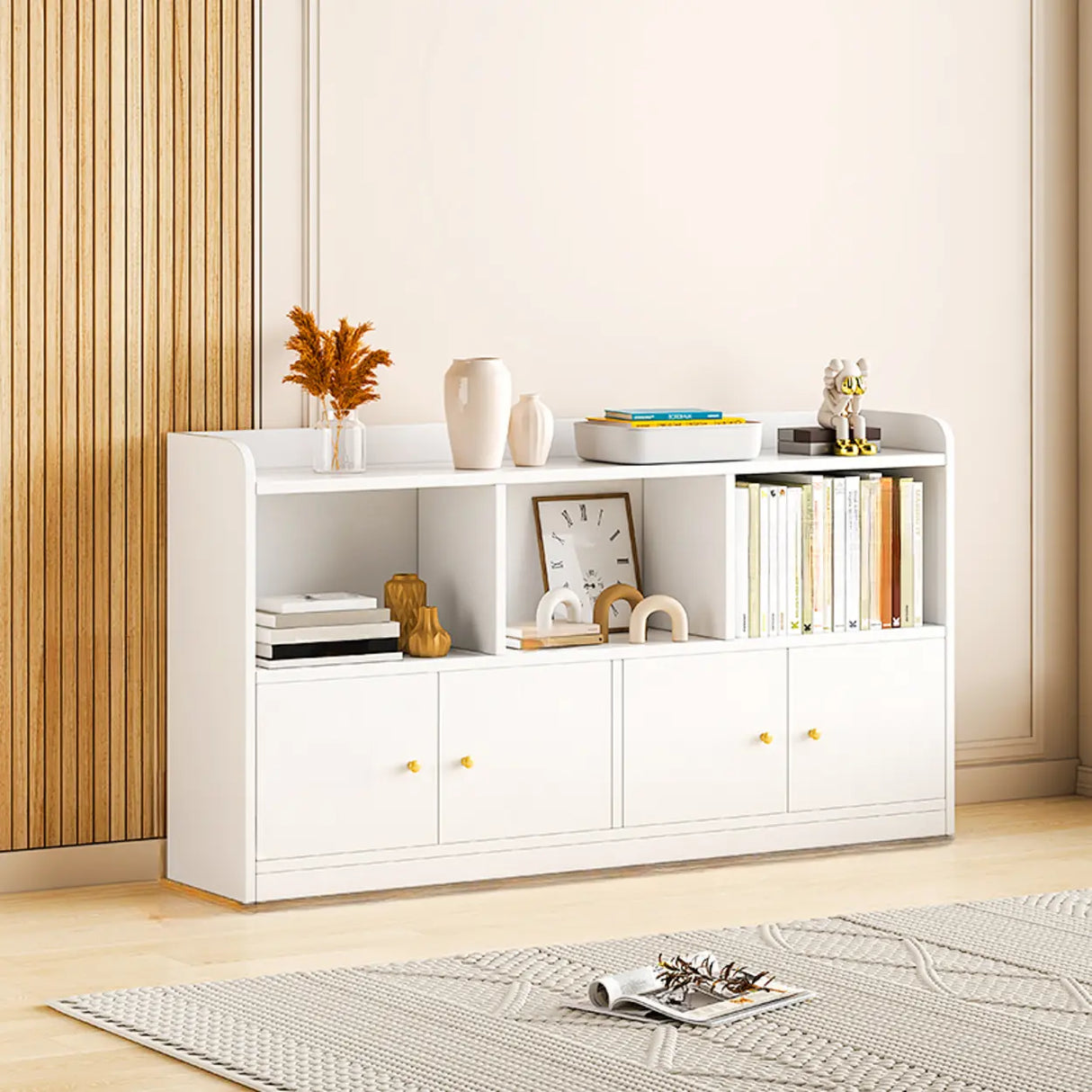 Fashion Solid Wood White Organizer Cabinets Bookcase Image - 7