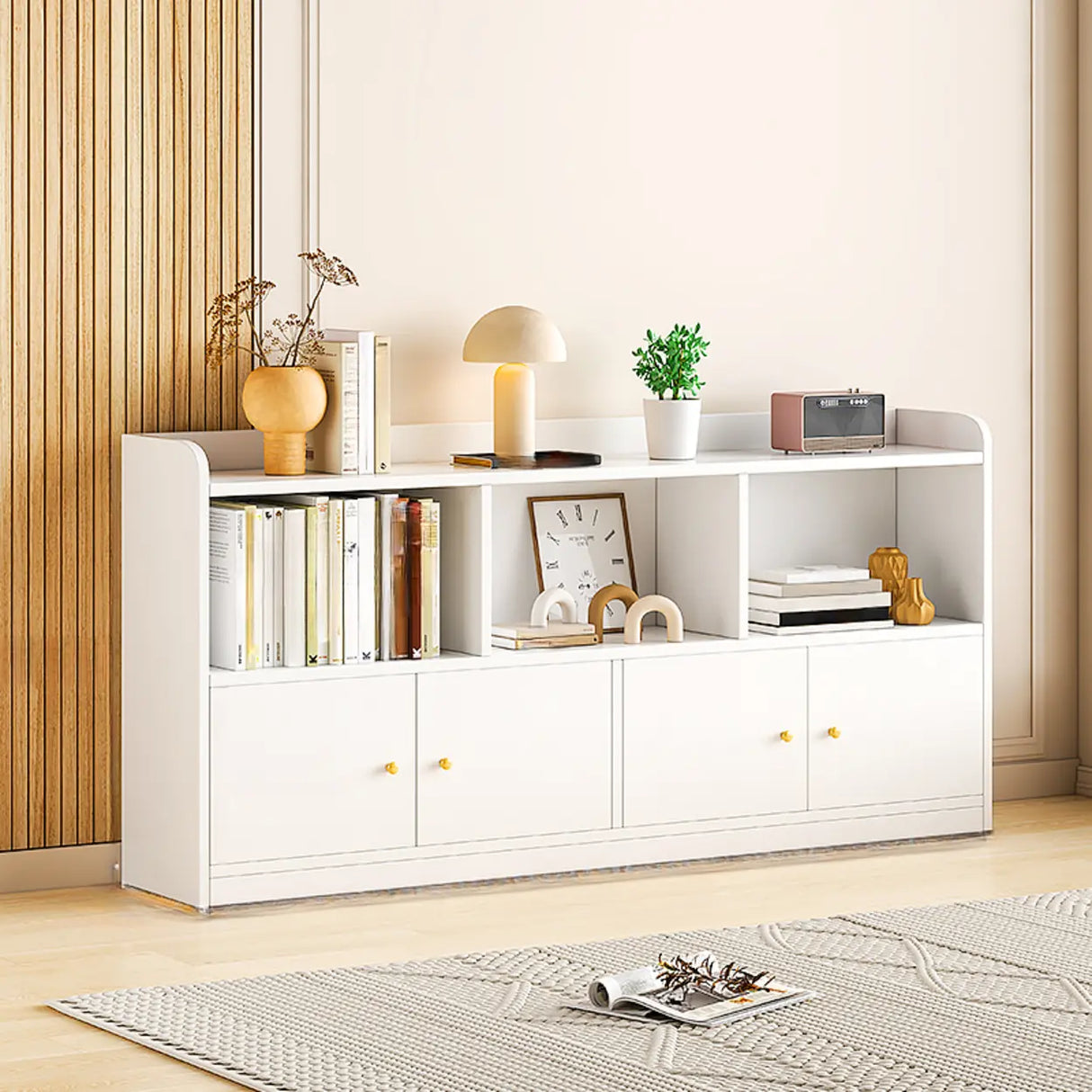 Fashion Solid Wood White Organizer Cabinets Bookcase Image - 9