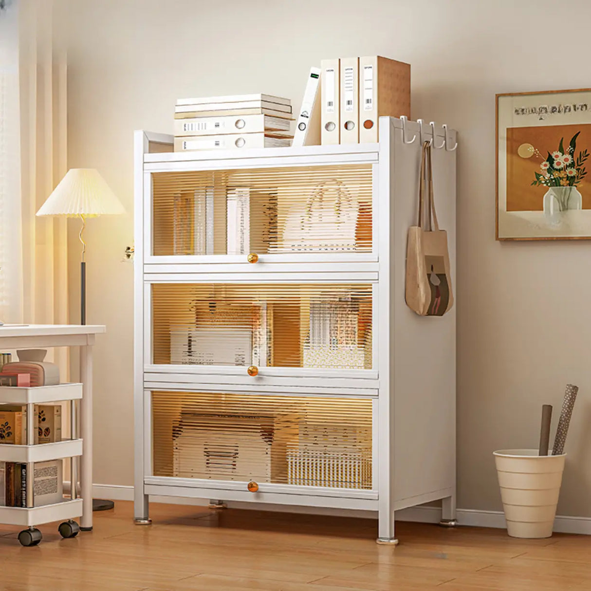 Fashion Steel Closed Rectangular Clear Door Bookcase Image - 10