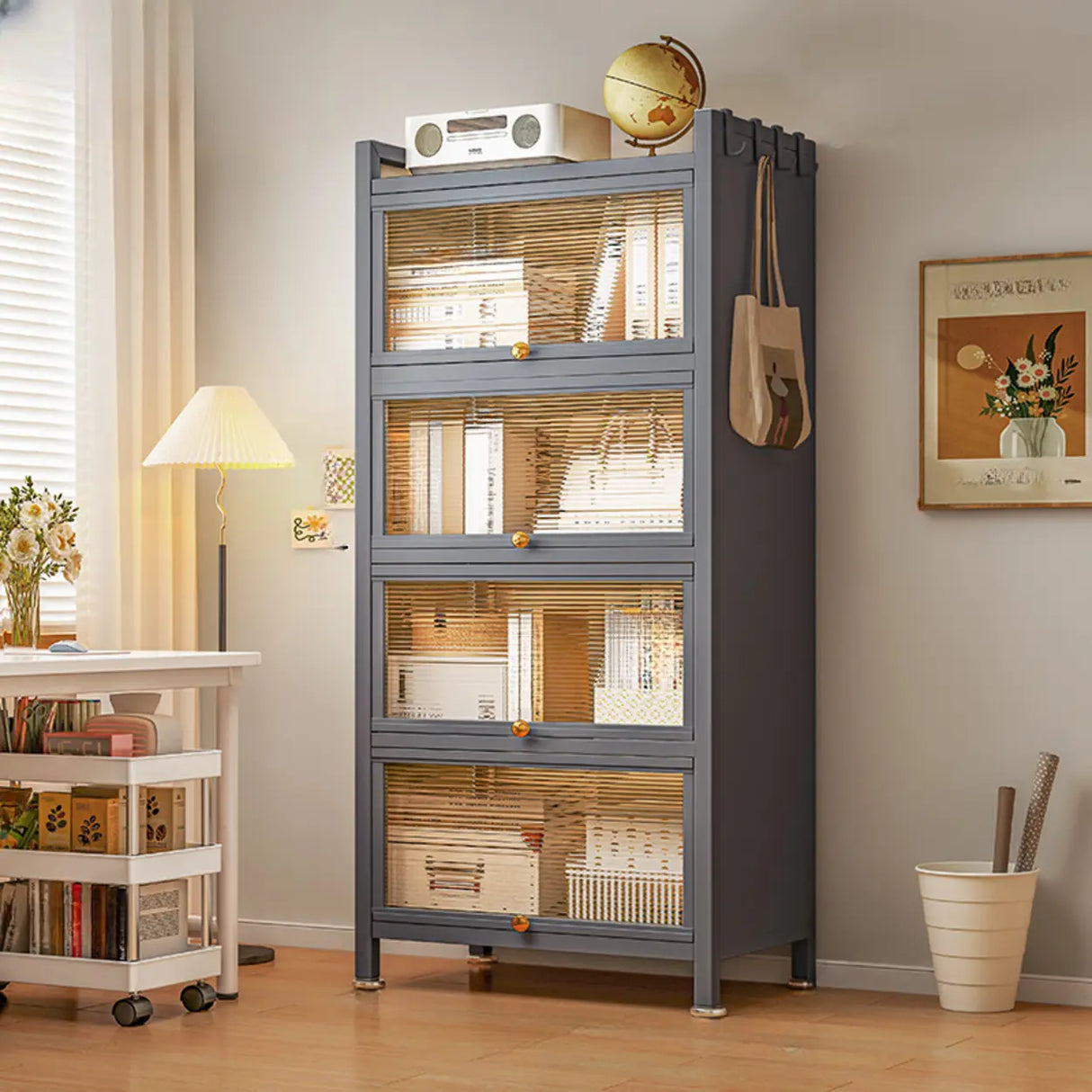 Fashion Steel Closed Rectangular Clear Door Bookcase Image - 12