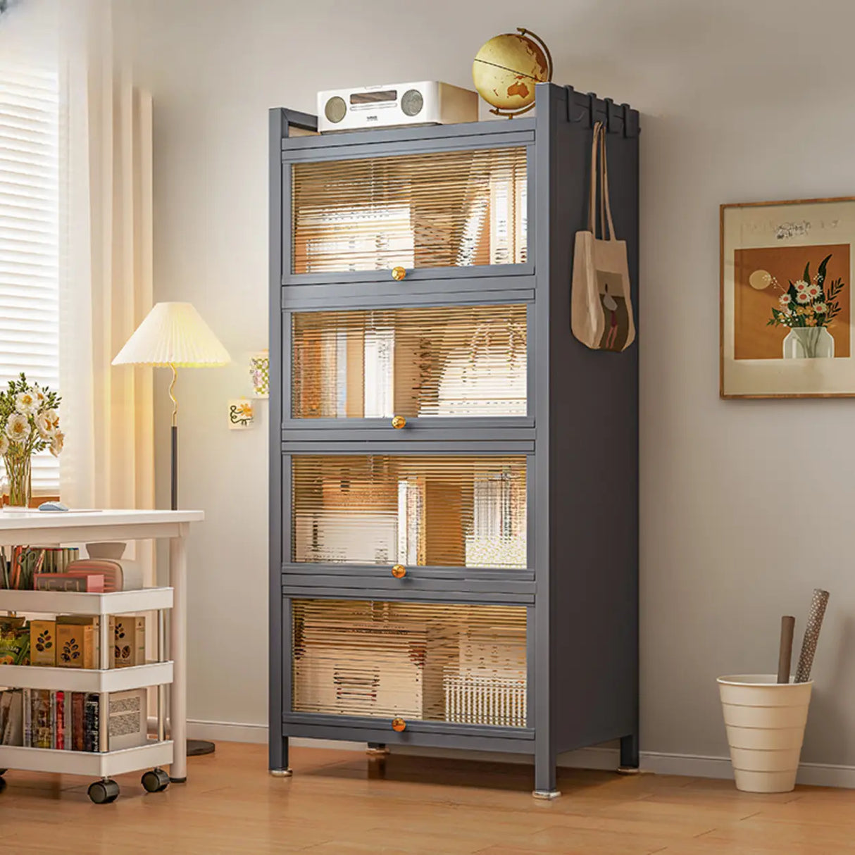 Fashion Steel Closed Rectangular Clear Door Bookcase Image - 13