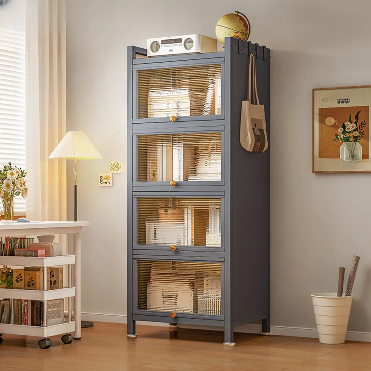 Fashion Steel Closed Rectangular Clear Door Bookcase Image - 14