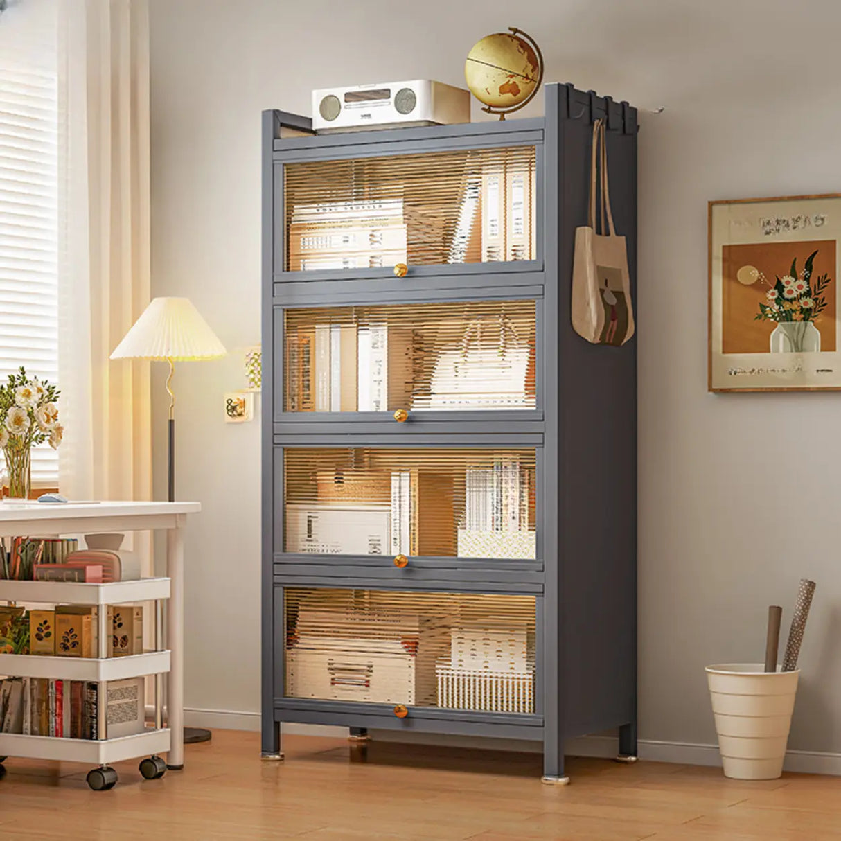 Fashion Steel Closed Rectangular Clear Door Bookcase Image - 15