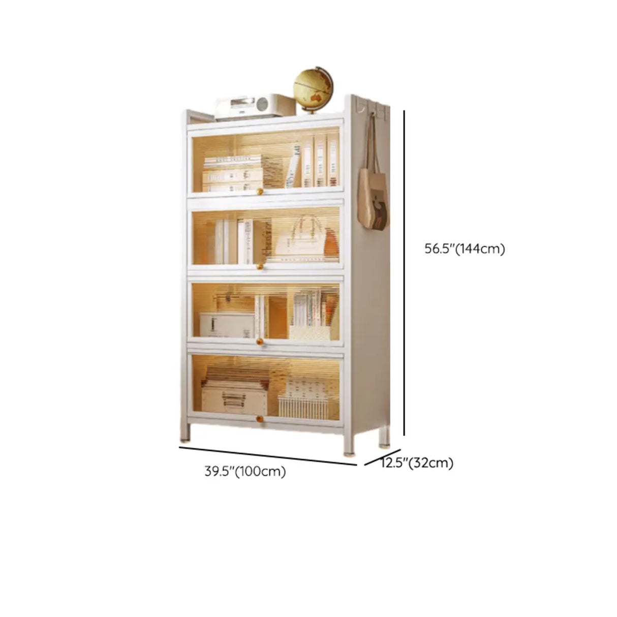 Fashion Steel Closed Rectangular Clear Door Bookcase 