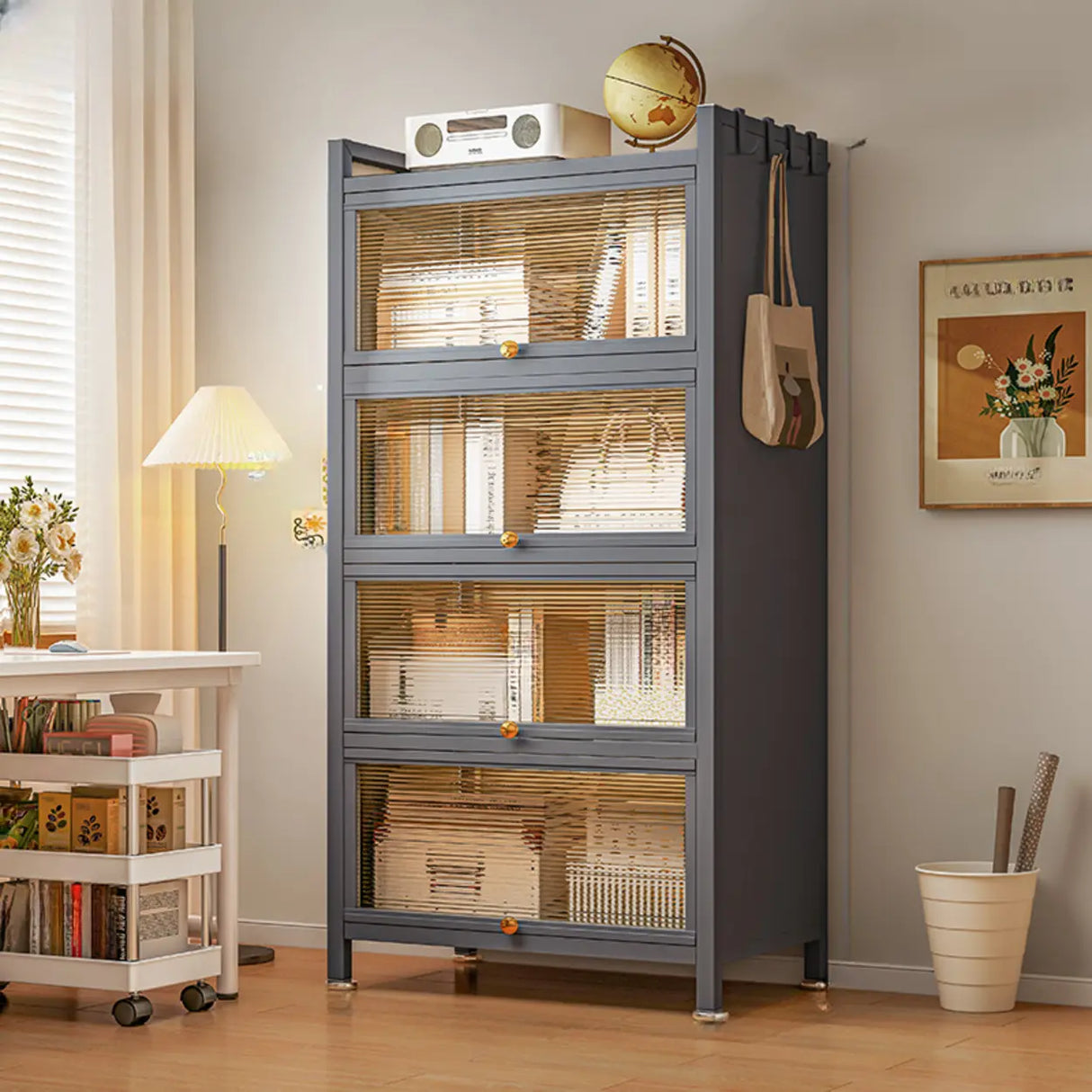 Fashion Steel Closed Rectangular Clear Door Bookcase Image - 8