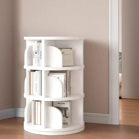 Fashion Swivel Round White Revolver Organizer Bookshelf Image - 2