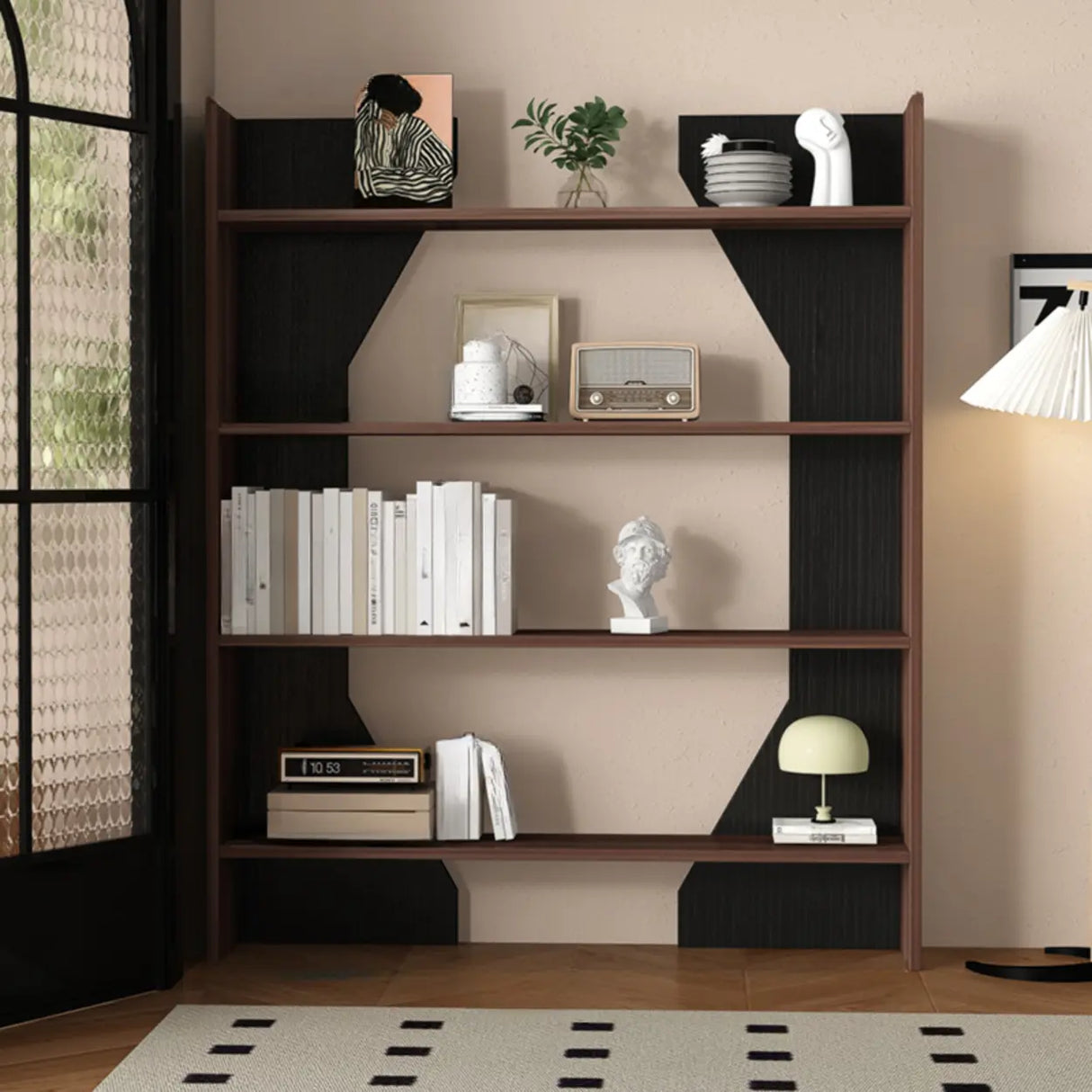 Fashion Vertical Rectangular Wooden Bookshelf Black Image - 19
