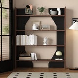 Fashion Vertical Rectangular Wooden Bookshelf Black Image - 19