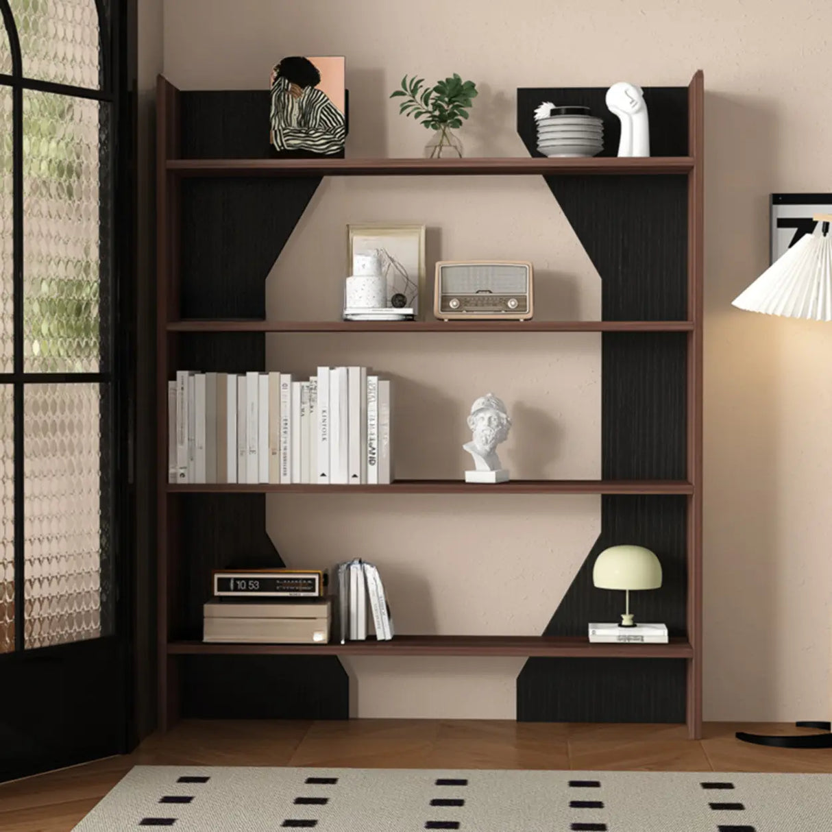 Fashion Vertical Rectangular Wooden Bookshelf Black Image - 20