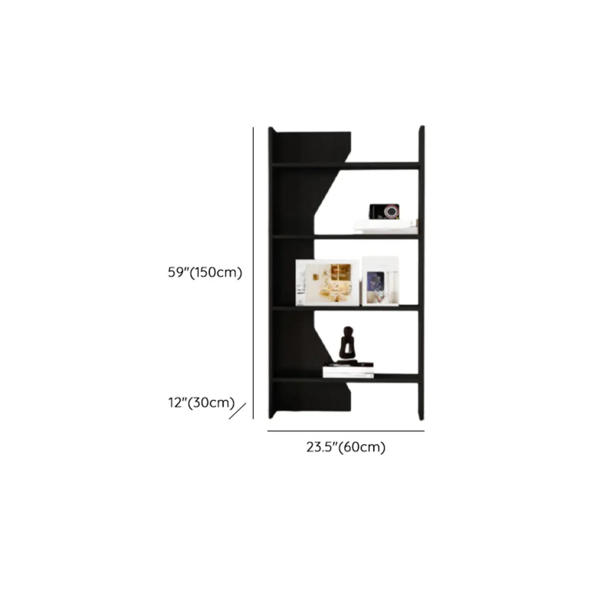 Fashion Vertical Rectangular Wooden Bookshelf Black 