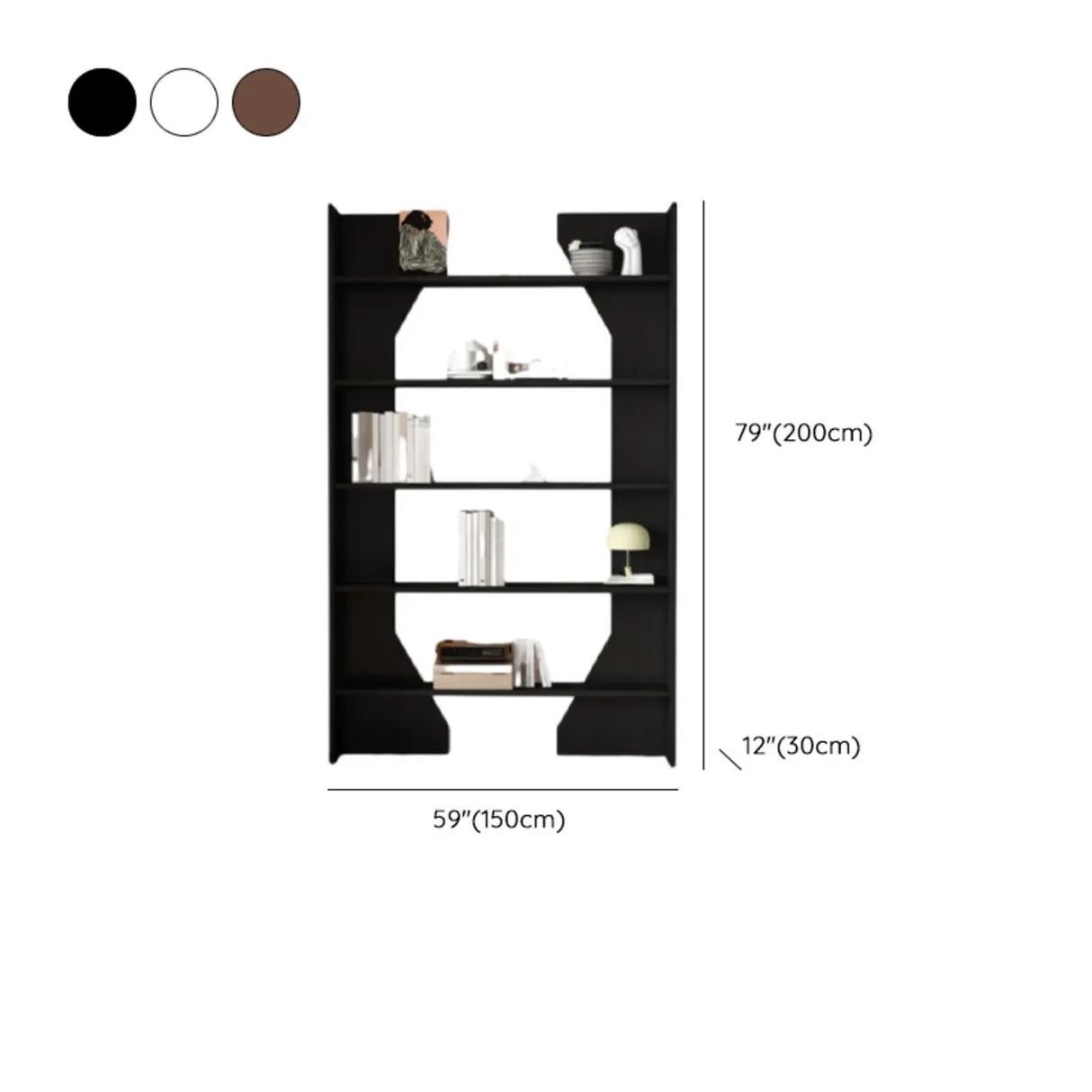 Fashion Vertical Rectangular Wooden Bookshelf Black Image - 30