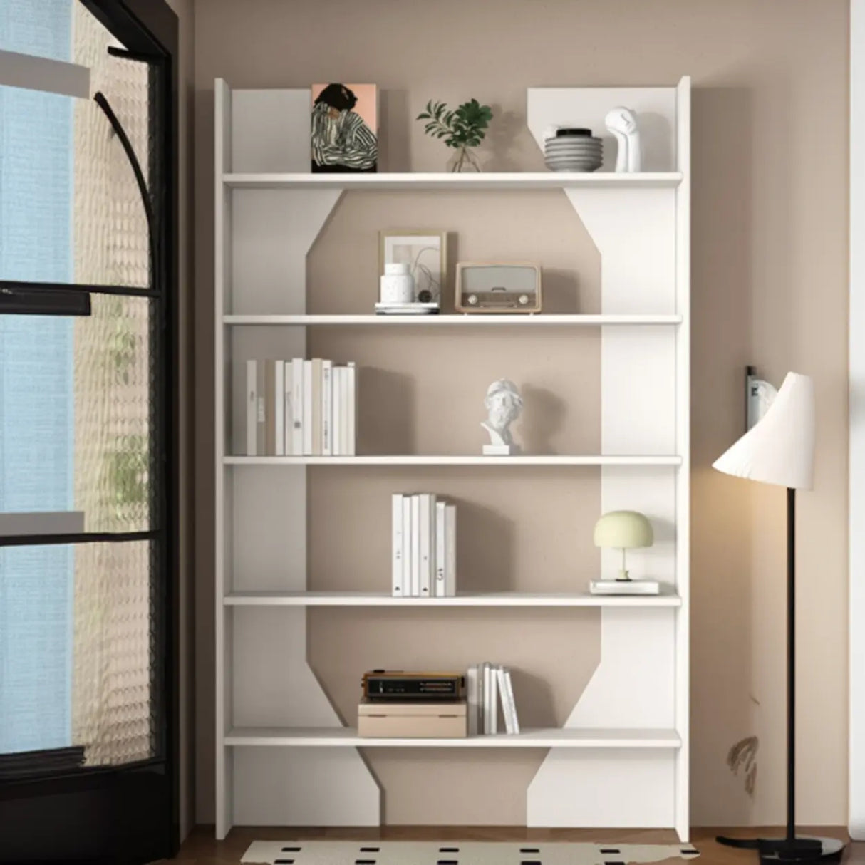 Fashion Vertical Rectangular Wooden Bookshelf Black Image - 6