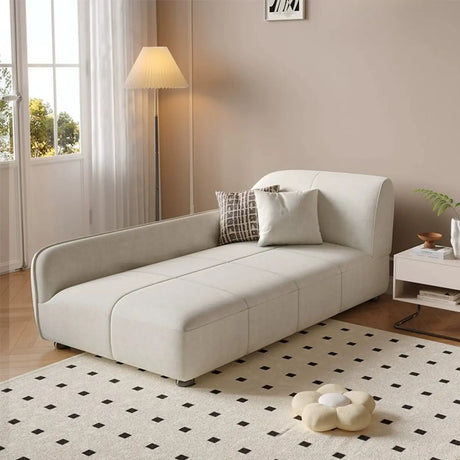 Fashionable Beige Premium Velvet Right-Arm Chaise Image - 1