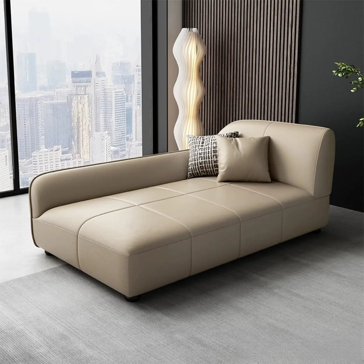 Fashionable Beige Premium Velvet Right-Arm Chaise Image - 11