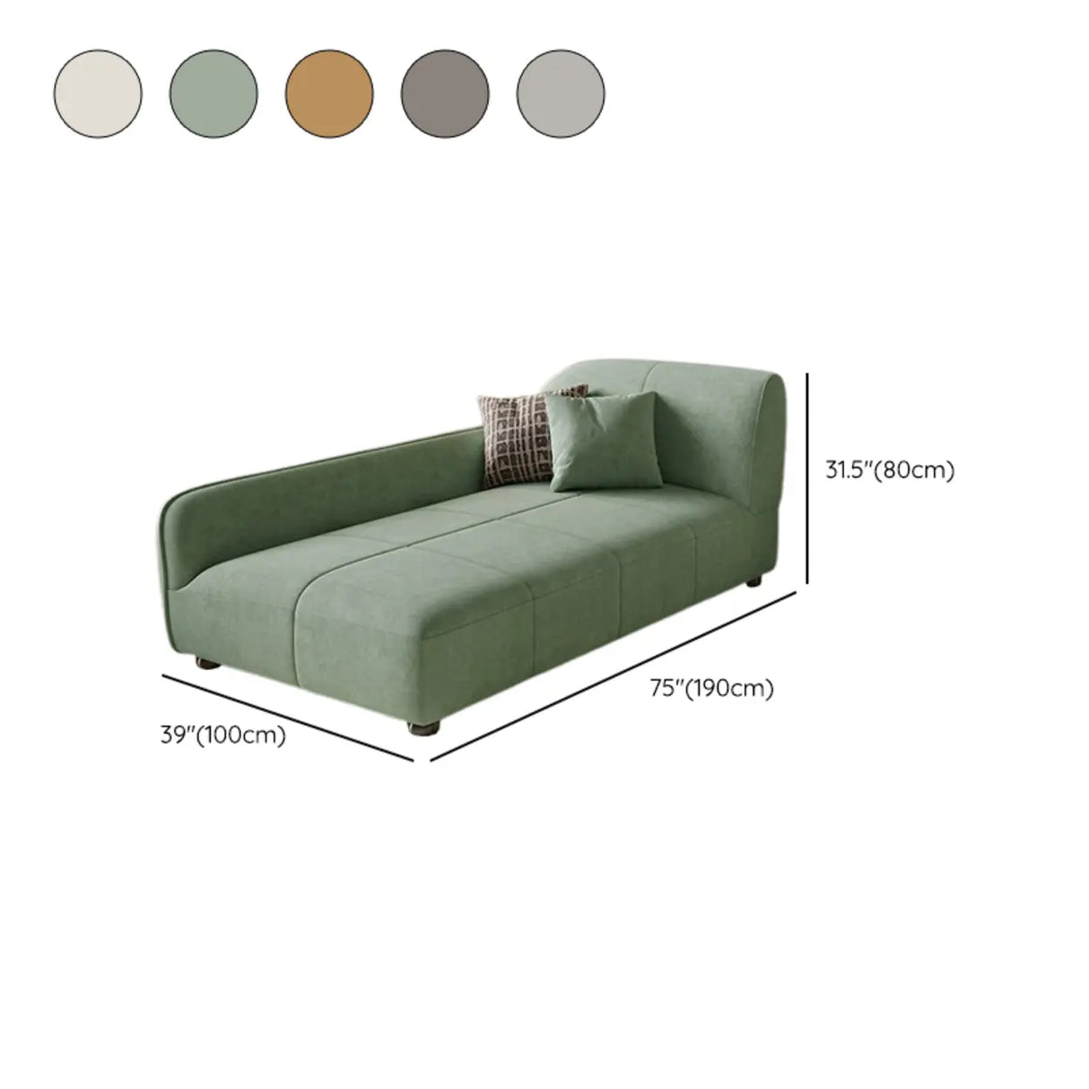 Fashionable Beige Premium Velvet Right-Arm Chaise 