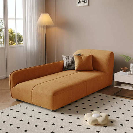 Fashionable Beige Premium Velvet Right-Arm Chaise Image - 2