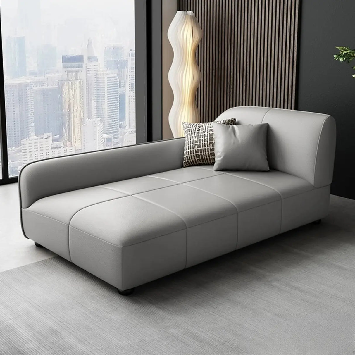 Fashionable Beige Premium Velvet Right-Arm Chaise Image - 7