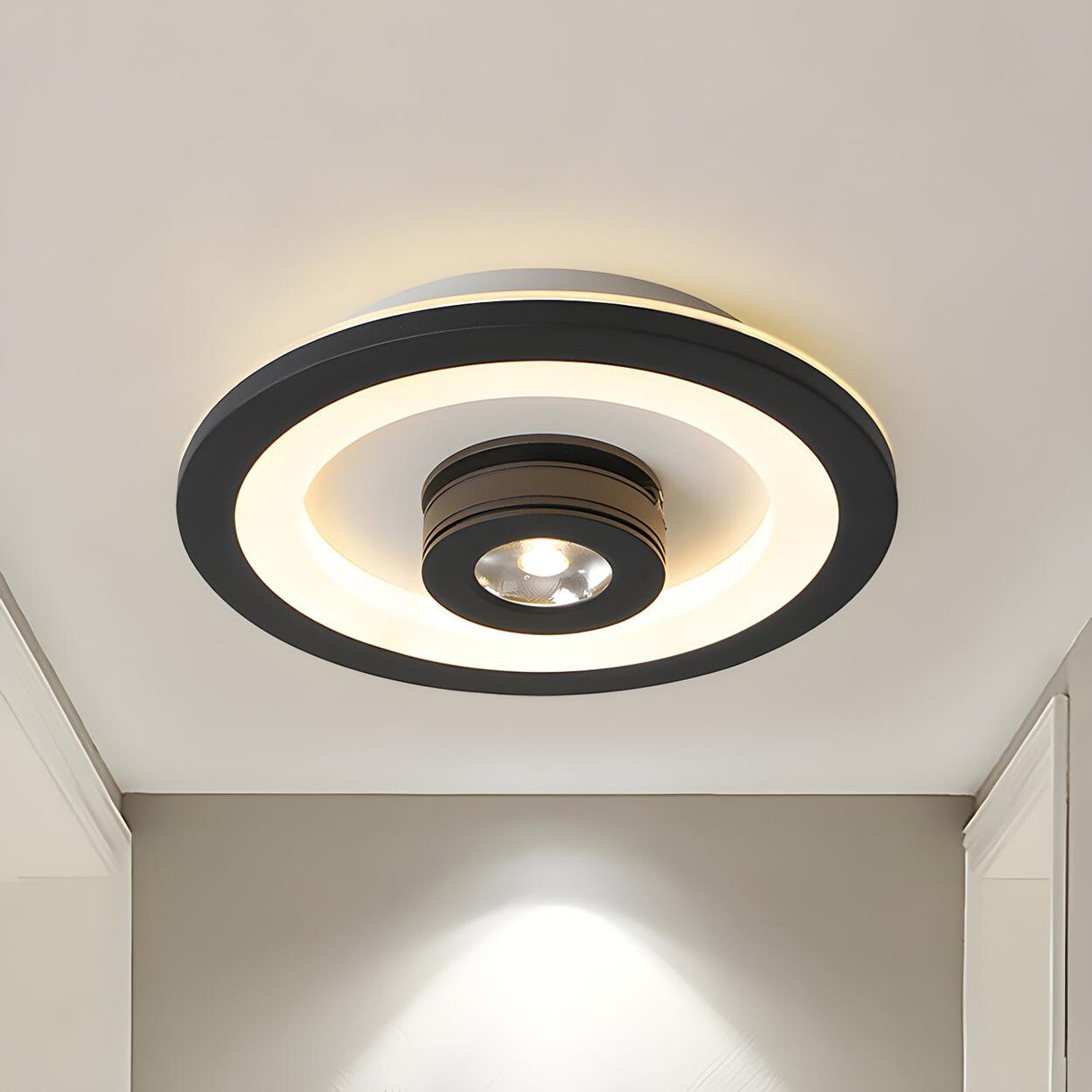 Fashionable Black Square LED Flush Mount Ceiling Light Image - 10