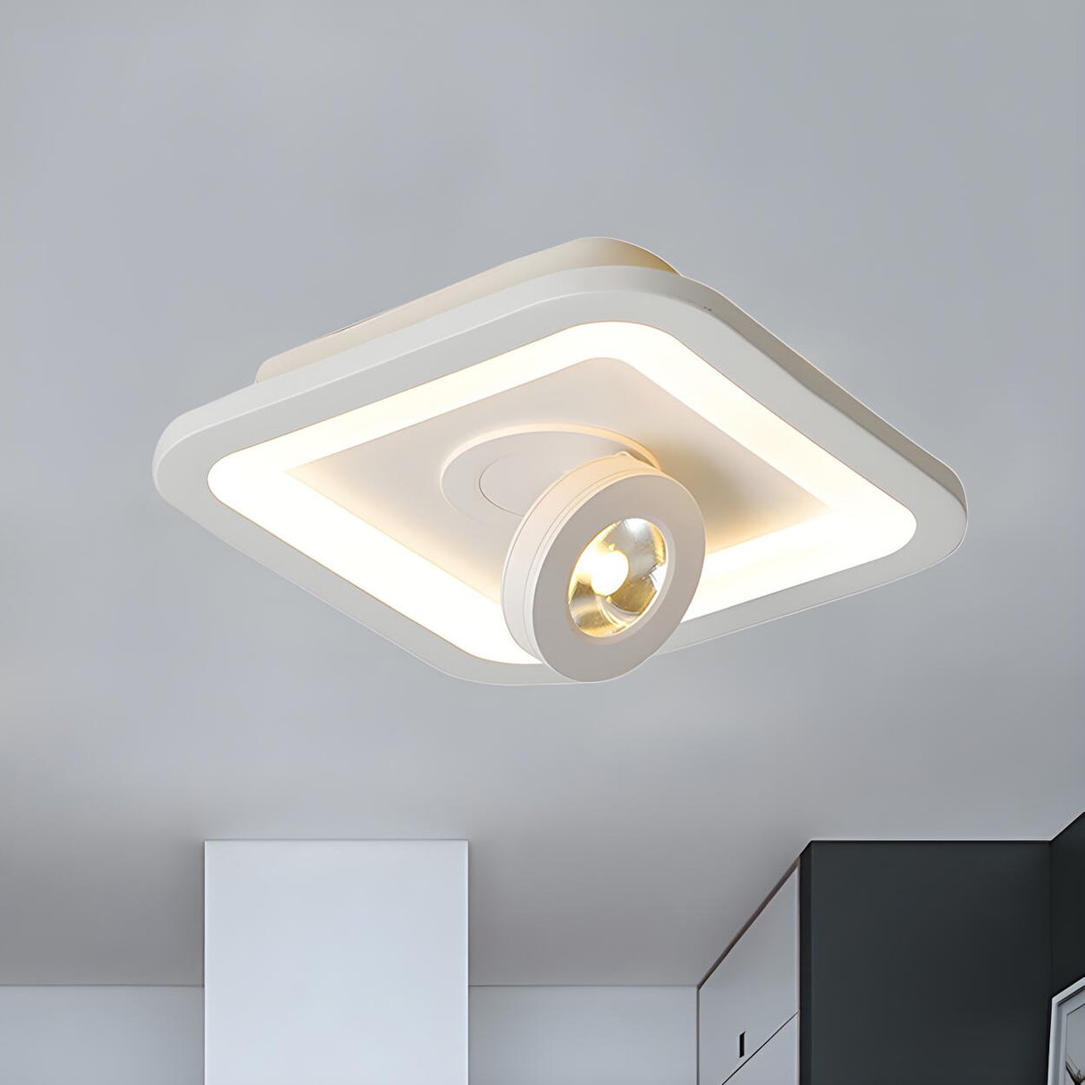 Fashionable Black Square LED Flush Mount Ceiling Light Image - 6