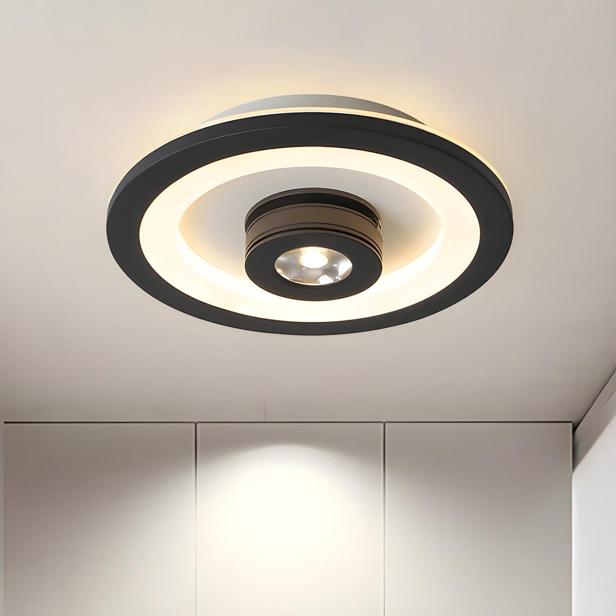 Fashionable Black Square LED Flush Mount Ceiling Light Image - 9