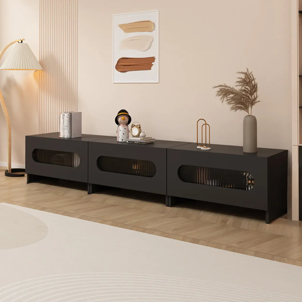 Fashionable Rectangle Black Wooden Cabinet TV Stand Image - 3