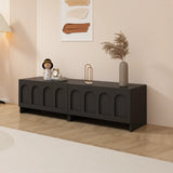 Fashionable Rectangle Black Wooden Cabinet TV Stand Image - 6