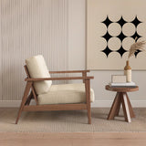 Faux Cotton Linen Square Arm Tufted Back Lounge Chair Image - 4