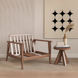Faux Cotton Linen Square Arm Tufted Back Lounge Chair Image - 5