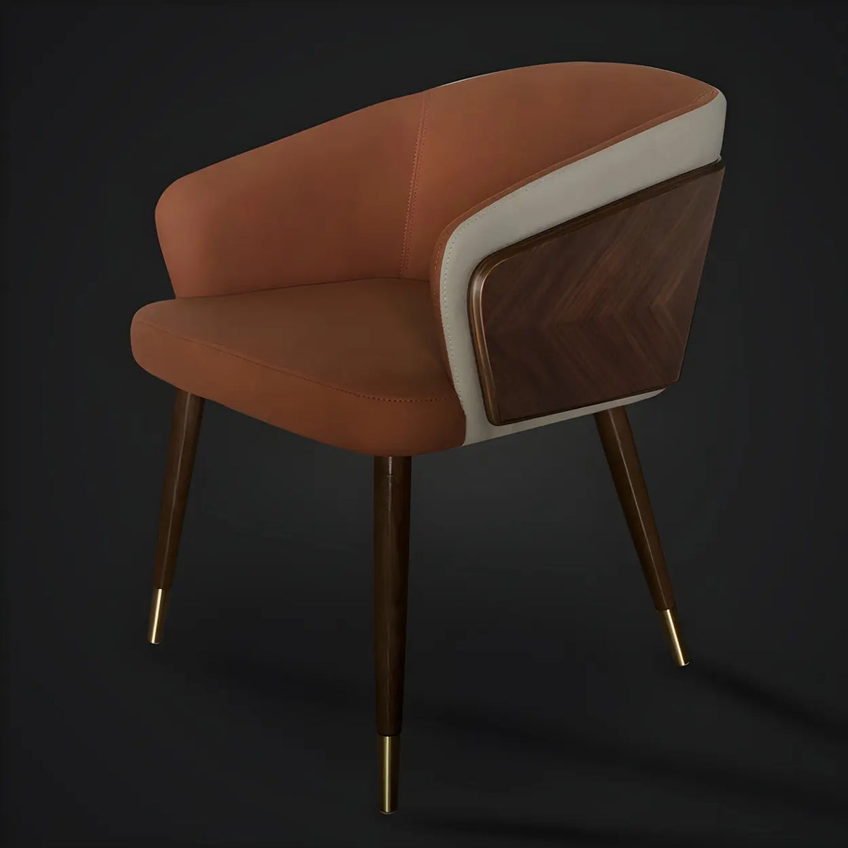 Faux Leather Cotton Dining Arm Chair with Wood Leg Image - 10