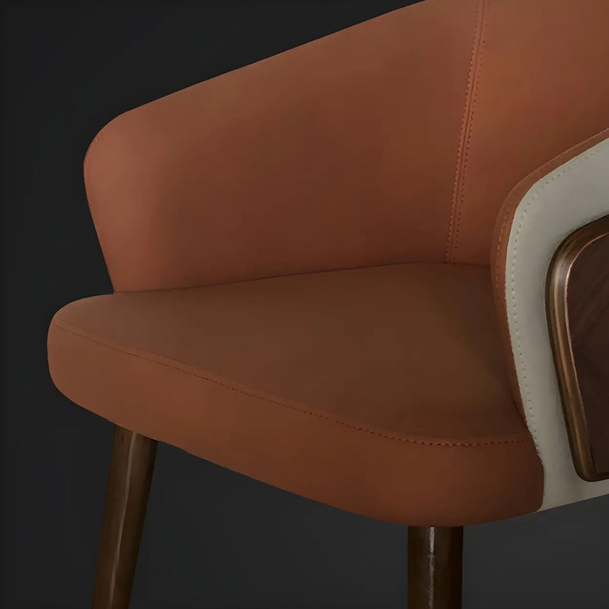 Faux Leather Cotton Dining Arm Chair with Wood Leg Image - 12