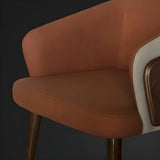 Faux Leather Cotton Dining Arm Chair with Wood Leg Image - 12