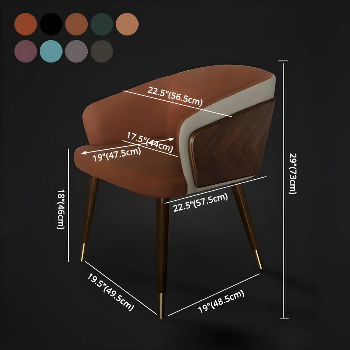 Faux Leather Cotton Dining Arm Chair with Wood Leg 
