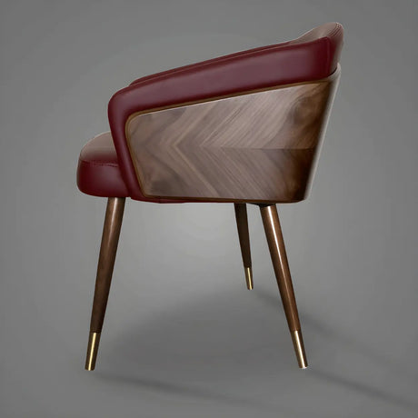 Faux Leather Cotton Dining Arm Chair with Wood Leg Image - 2