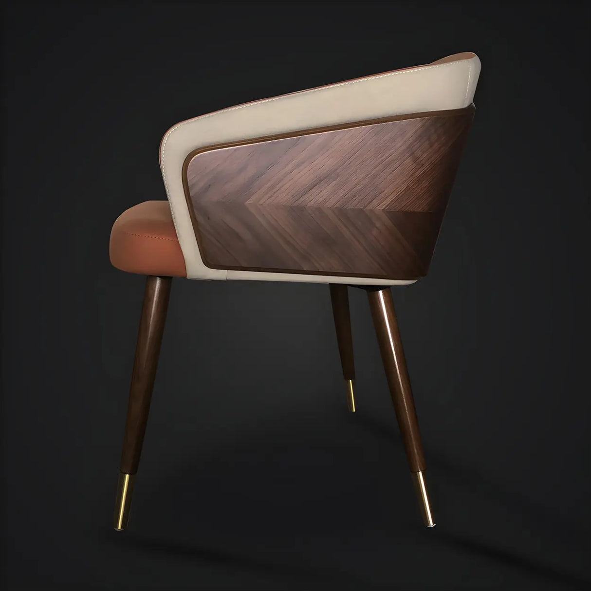 Faux Leather Cotton Dining Arm Chair with Wood Leg Image - 4