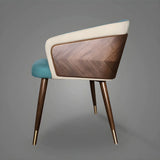 Faux Leather Cotton Dining Arm Chair with Wood Leg Image - 5